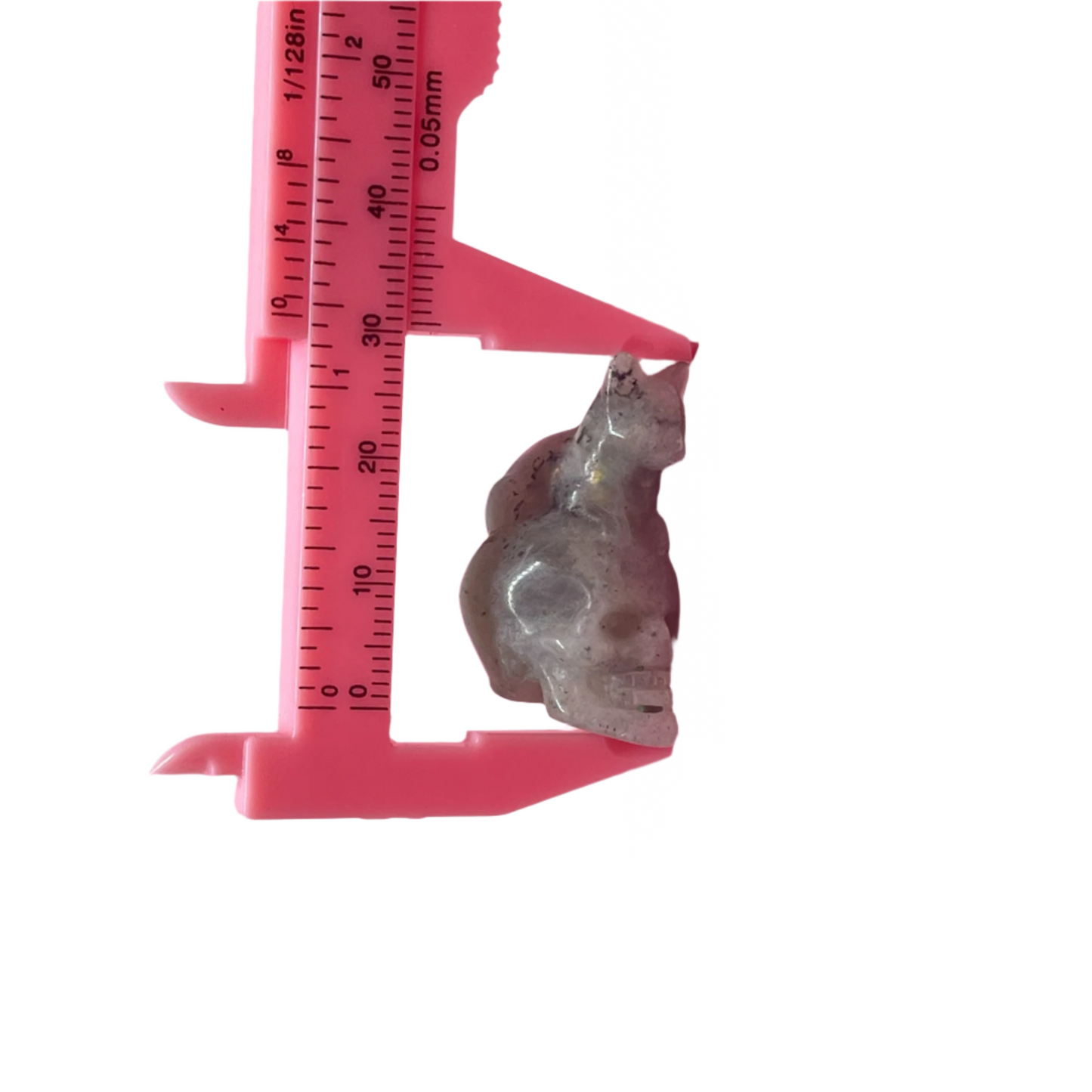 Skull with Cat Crystal Carving