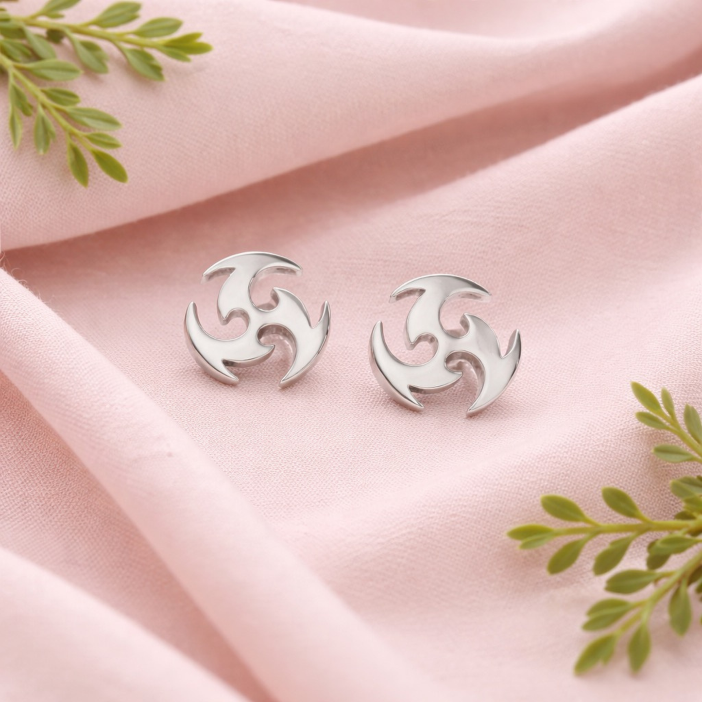 Stainless steel tribal swirl symbol stud earrings alternative style circular studs