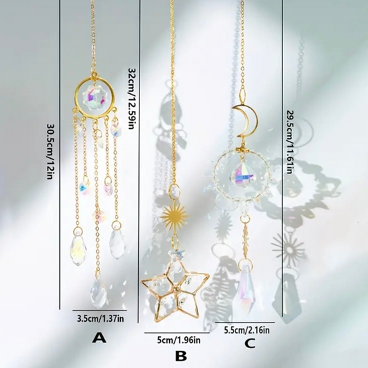 Gold-tone 12" suncatcher for windows or shelves, elegant boutique-style décor