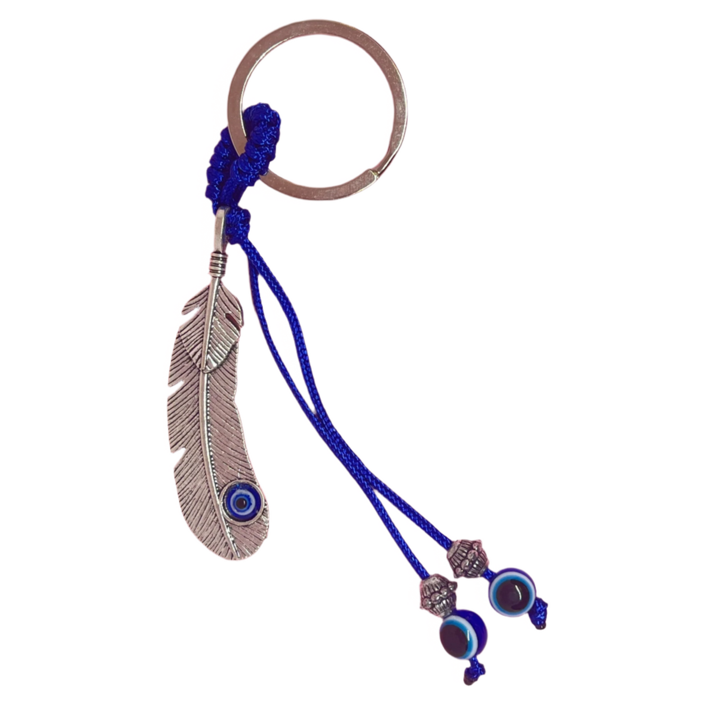 Evil Eye Feather Keychain