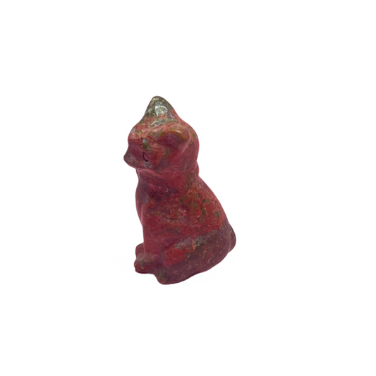 1.5-inch unakite cat carving, promotes balance, harmony, and healing, perfect for desks, shelves, altars, or meditation spaces.