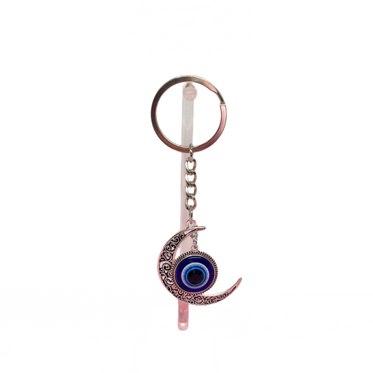 Evil Eye Crescent Moon Keychain