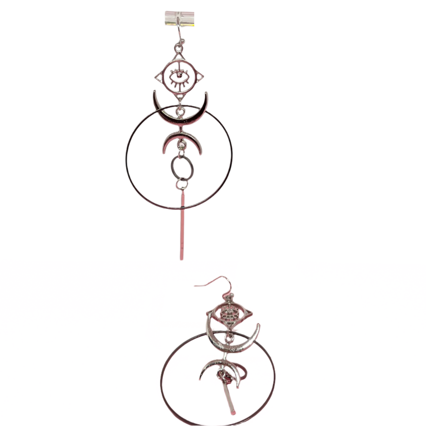 All Seeing Eye Crescent Moon Earrings