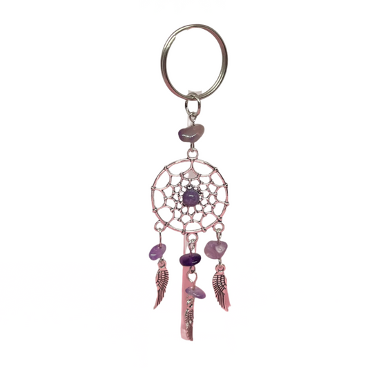 Dream Catcher Keychain with Amethyst Chips