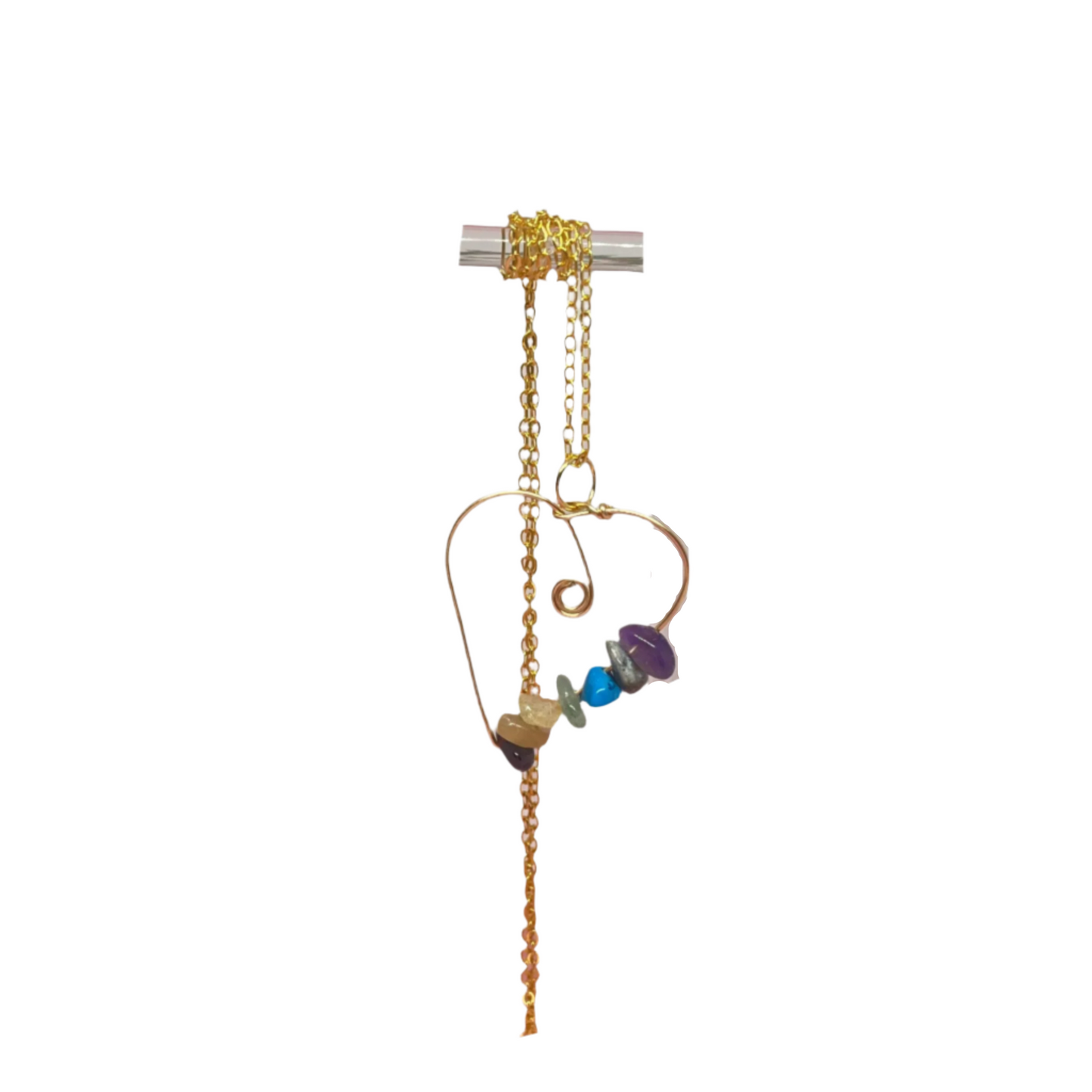 Crystal Chip Heart Necklace