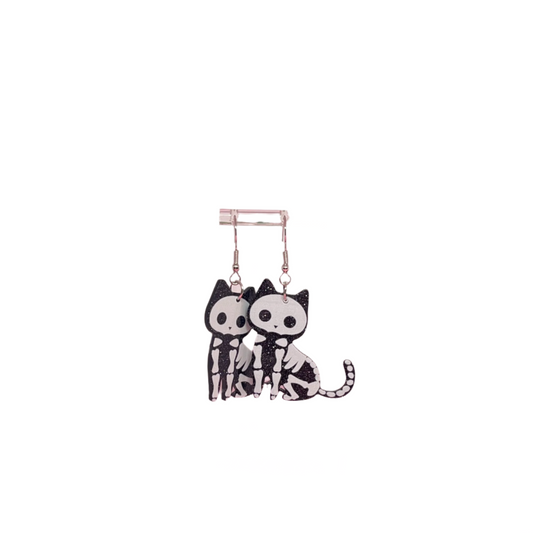 Skeleton Cat Earrings