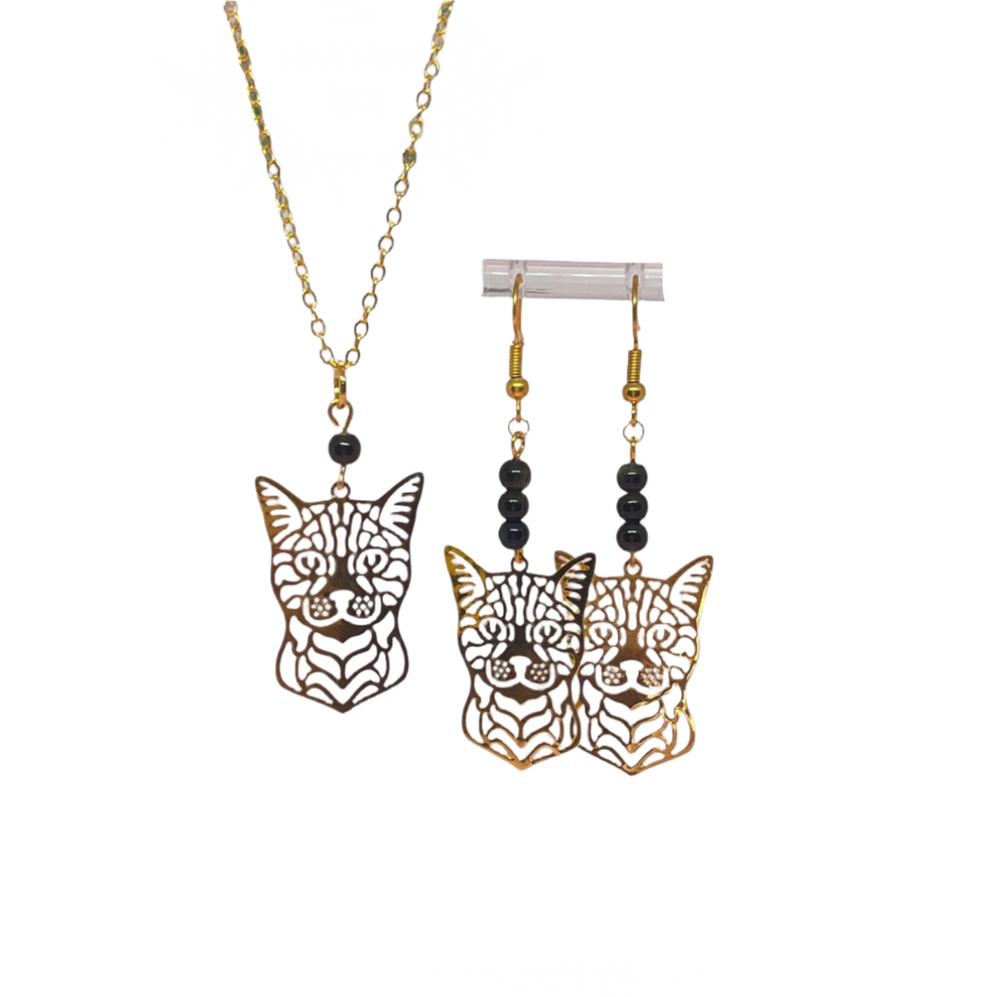 Cat Earrings & Necklace Set