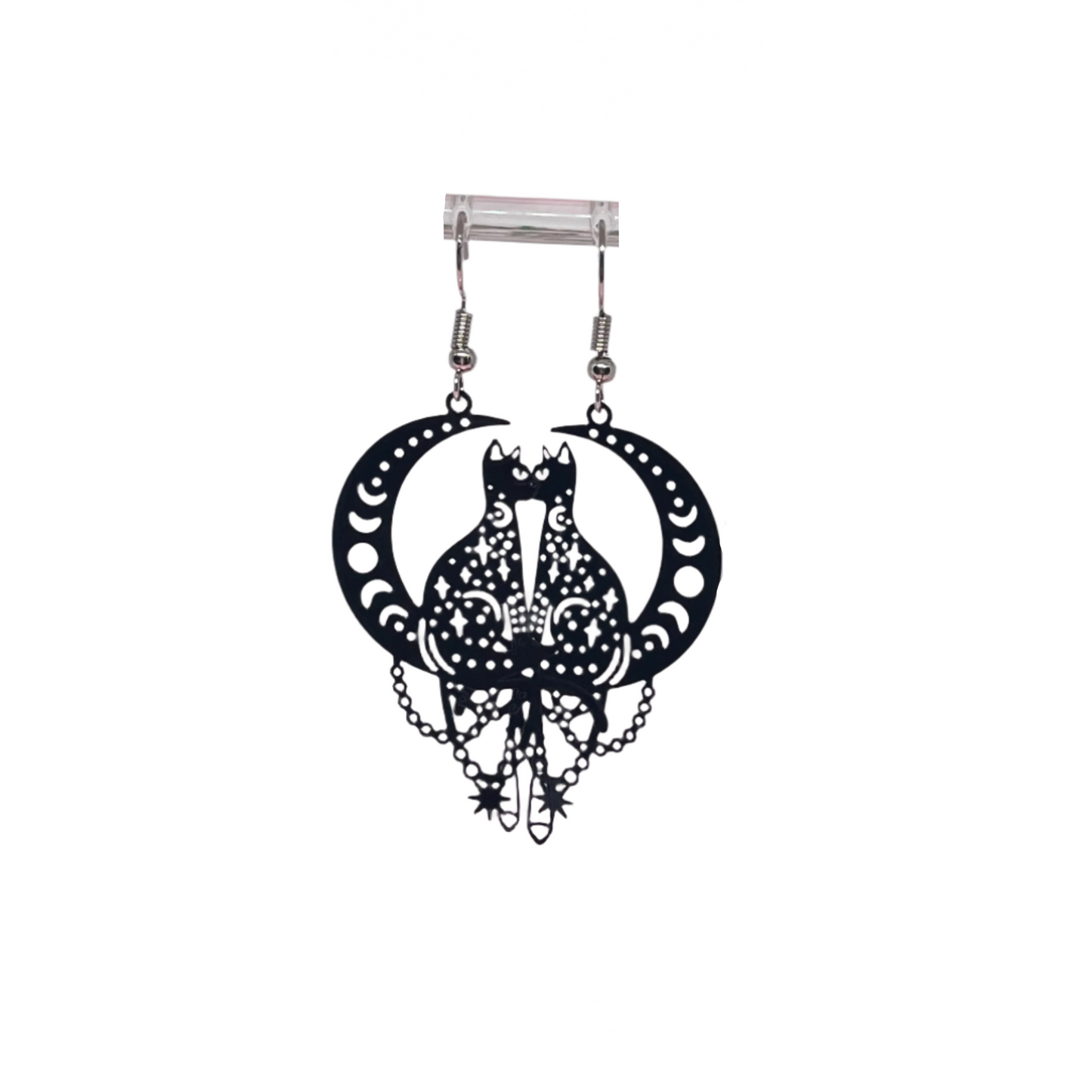 Crescent Moon Cat Earrings