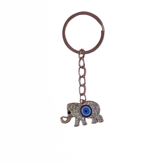 Evil Eye Elephant Keychain