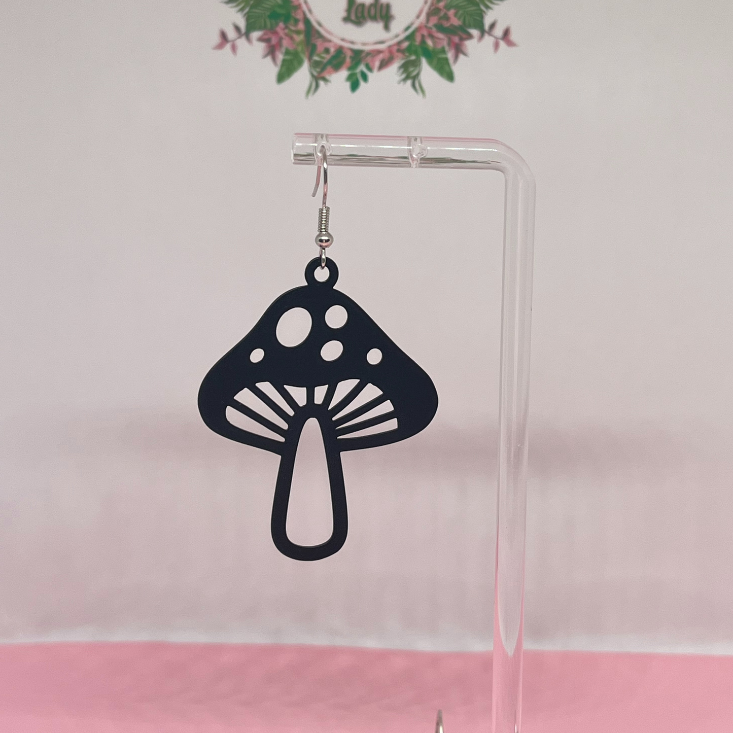 Black Mushroom Earrings
