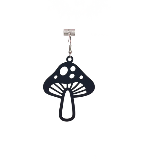 Large Black Metal Mushroom Earrings – Bold Botanical Jewelry