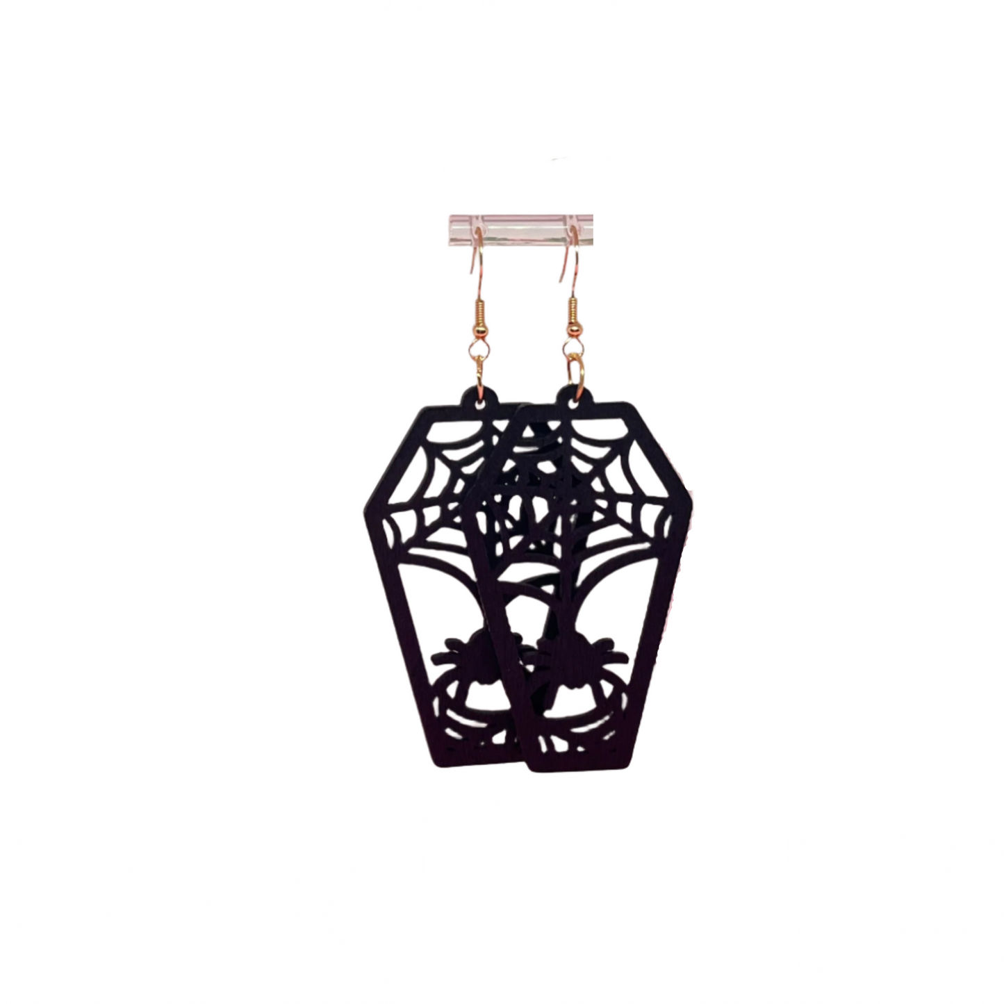 Spider Web Coffin Earrings