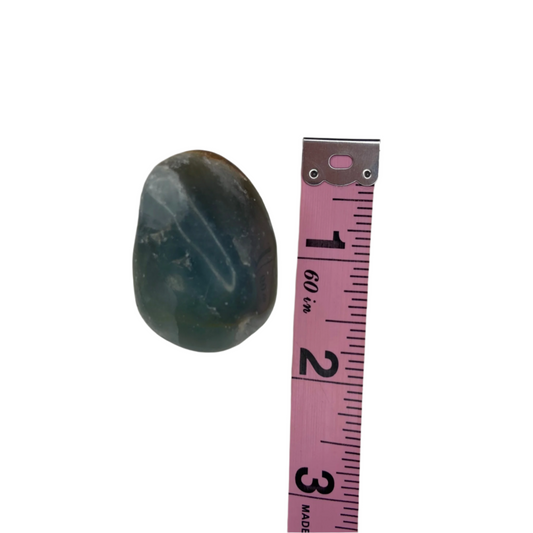 Chalcedony tumble (Stone of Emotional Balance), promotes harmony, clear communication, intuition, and emotional balance; symbolizes smooth energy flow, ease, and gentle guidance.