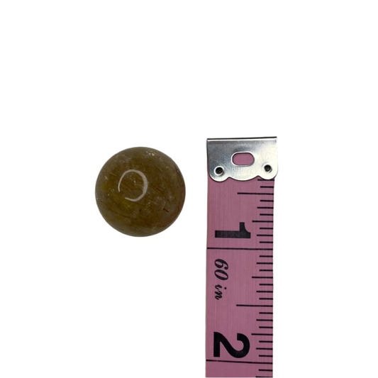 Mini golden rutile sphere (Angel Hair Stone), enhances spiritual insight, manifestation, intuition, and psychic opening; symbolizes wholeness, unity, and balanced energy flow.