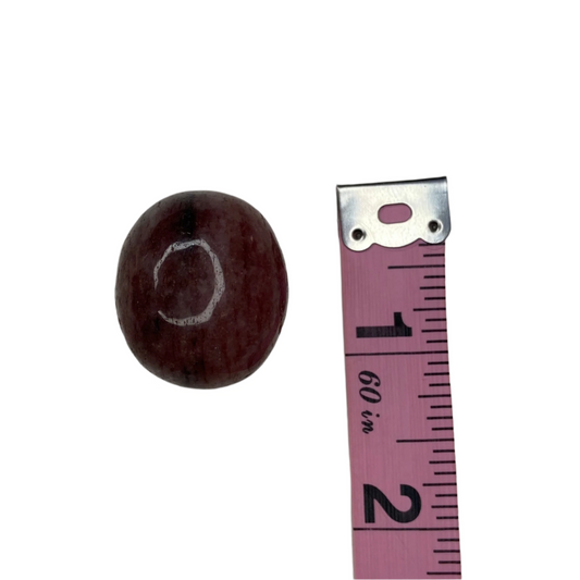 Strawberry quartz tumble, promotes calmness, emotional balance, mindfulness, and universal love; symbolizes smooth energy flow, ease, and gentle guidance.