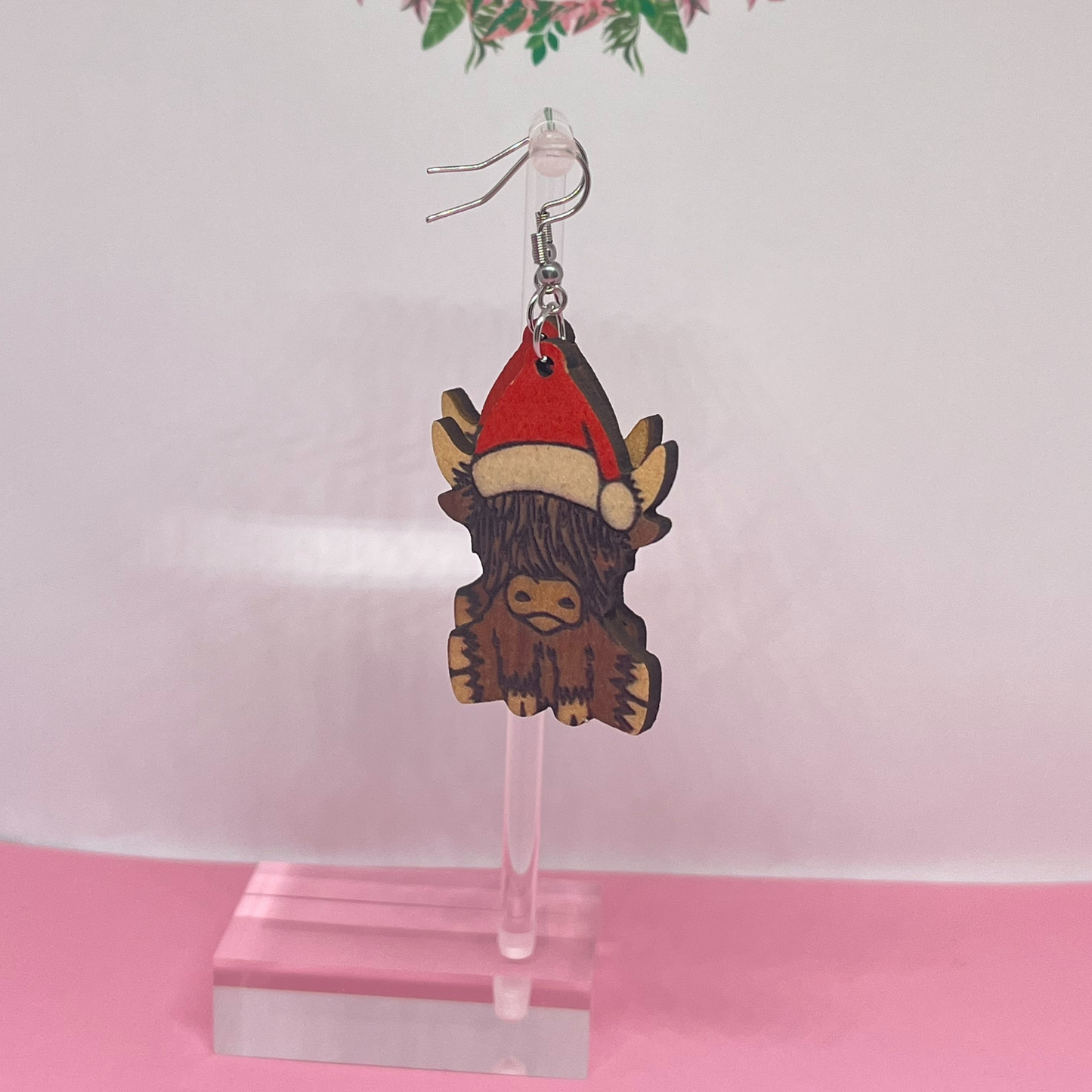 Festive Highland Cow Earrings