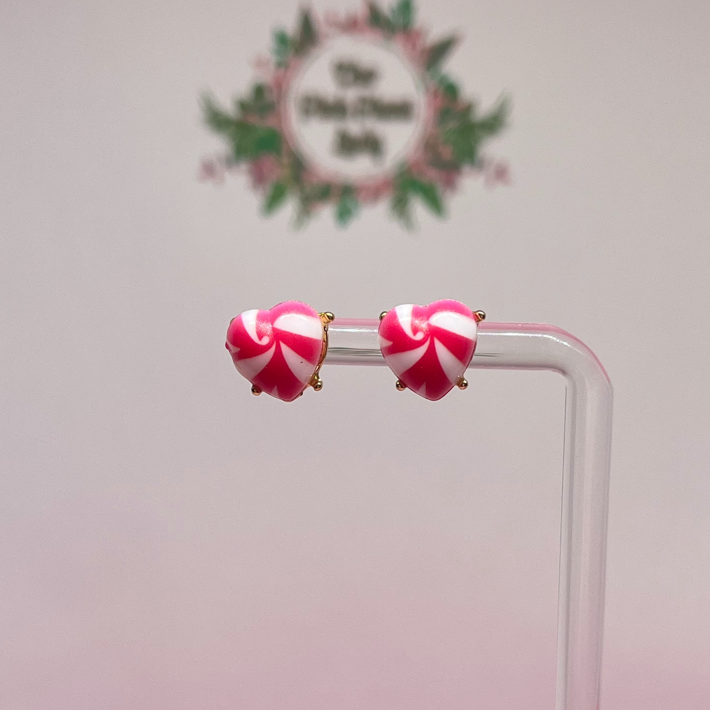 Peppermint Heart Candy Earrings