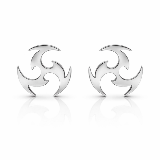 Stainless steel tribal swirl symbol stud earrings alternative style circular studs