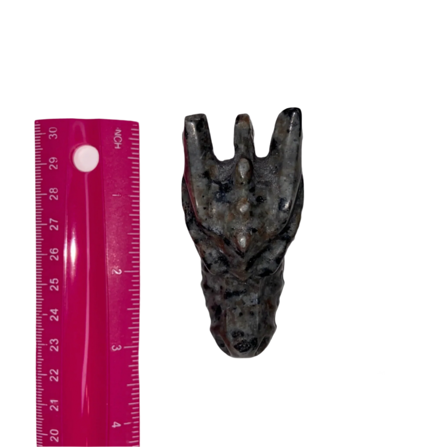 3.5" Yooperlite Dragon Head carvings, Stone of Truth, releases negative emotions, promotes mental clarity, throat chakra, UV reactive sodalite glow, mystical talisman
