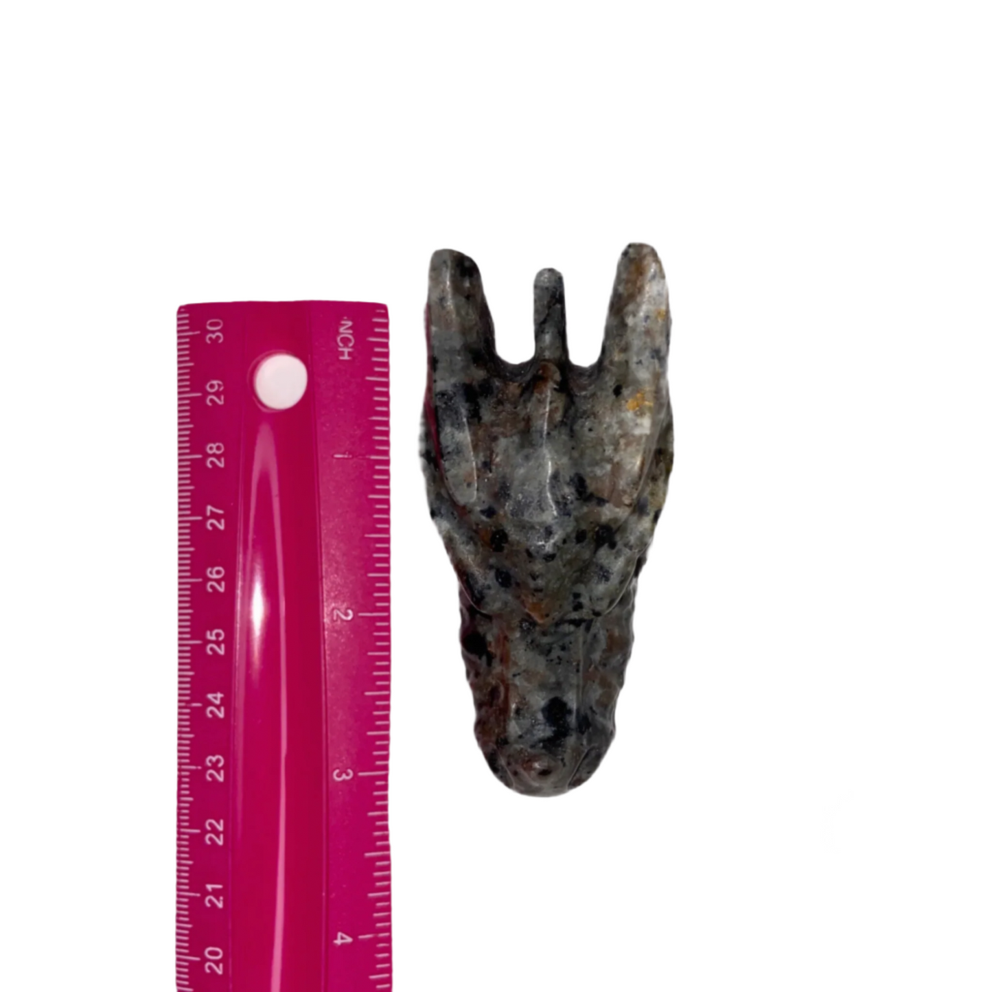 3.5" Yooperlite Dragon Head carvings, Stone of Truth, releases negative emotions, promotes mental clarity, throat chakra, UV reactive sodalite glow, mystical talisman
