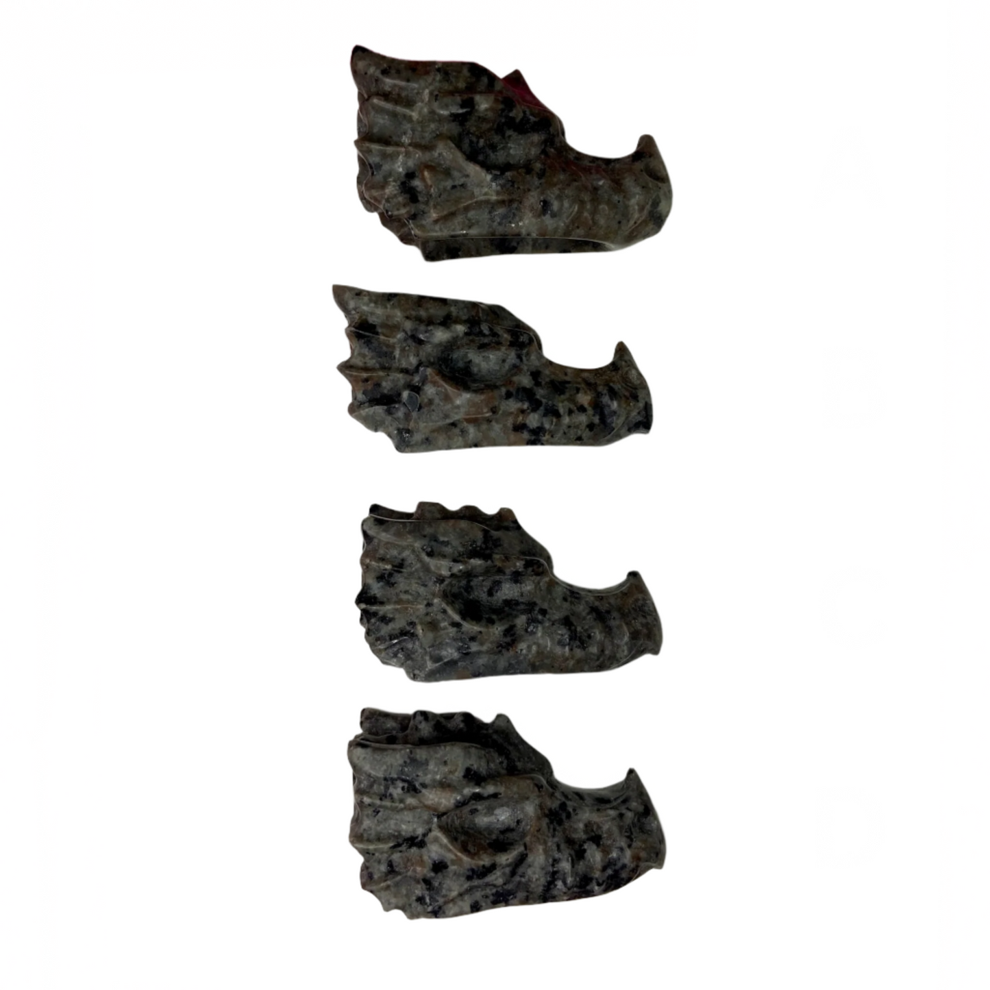 3.5" Yooperlite Dragon Head carvings, Stone of Truth, releases negative emotions, promotes mental clarity, throat chakra, UV reactive sodalite glow, mystical talisman

