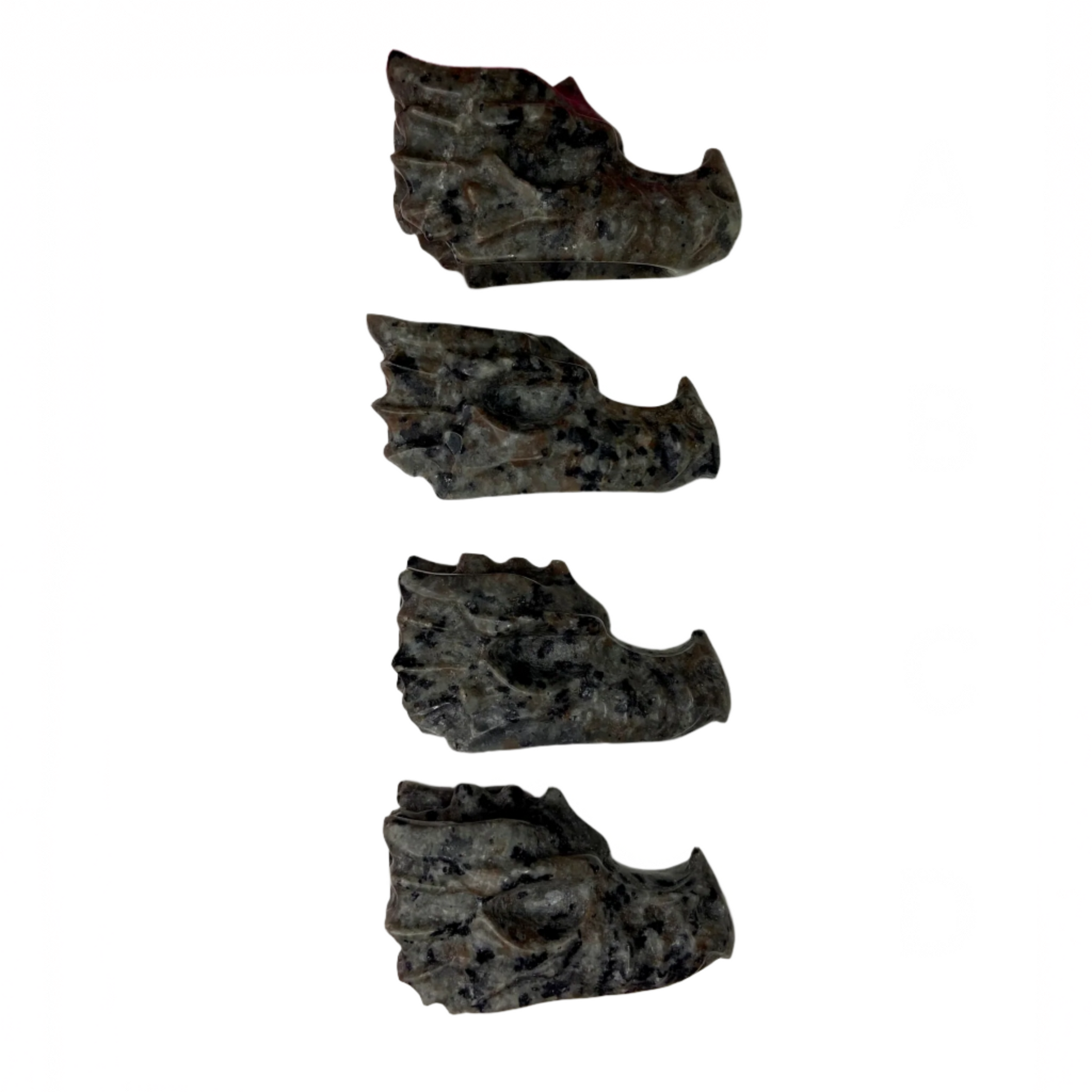 3.5" Yooperlite Dragon Head carvings, Stone of Truth, releases negative emotions, promotes mental clarity, throat chakra, UV reactive sodalite glow, mystical talisman
