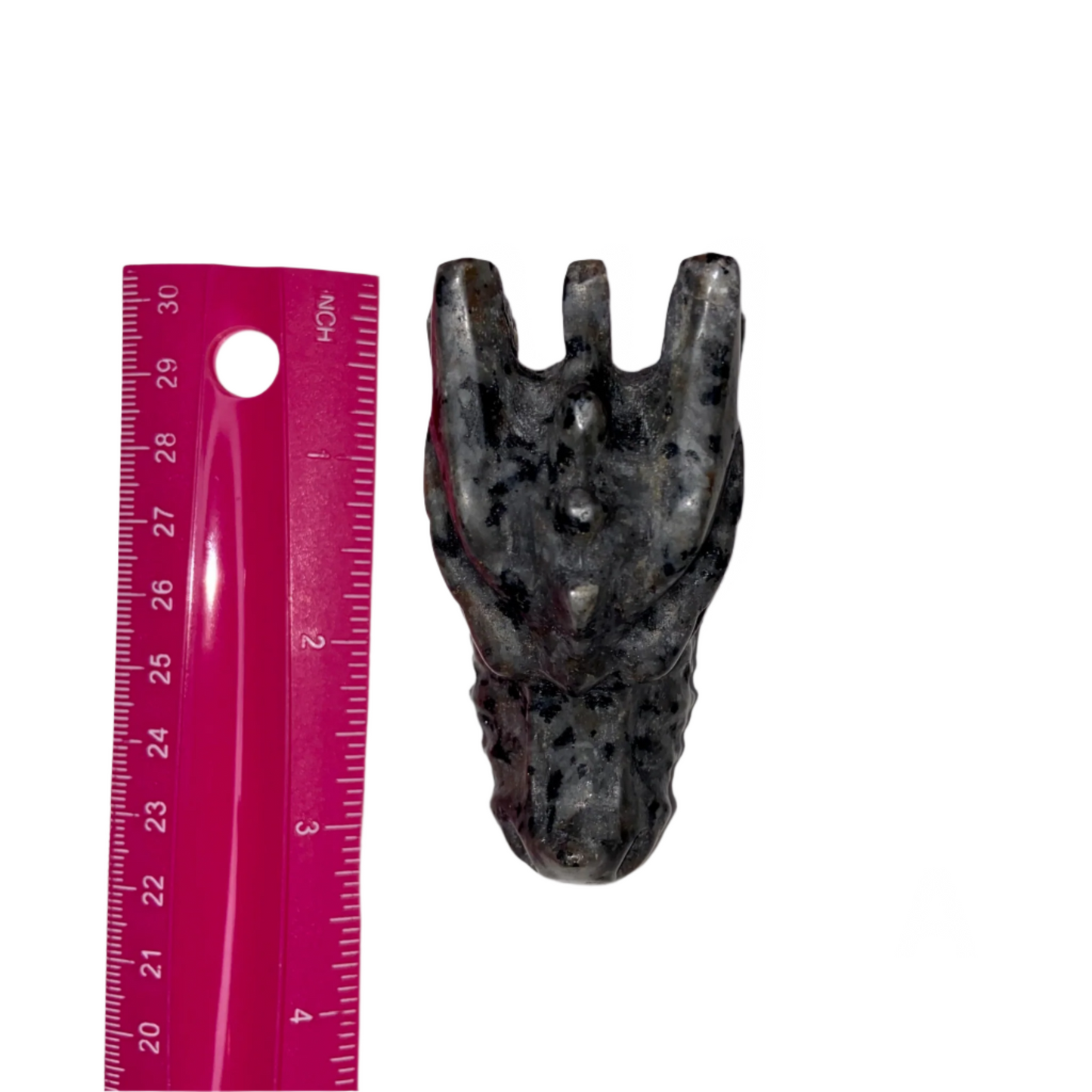 3.5" Yooperlite Dragon Head carvings, Stone of Truth, releases negative emotions, promotes mental clarity, throat chakra, UV reactive sodalite glow, mystical talisman

