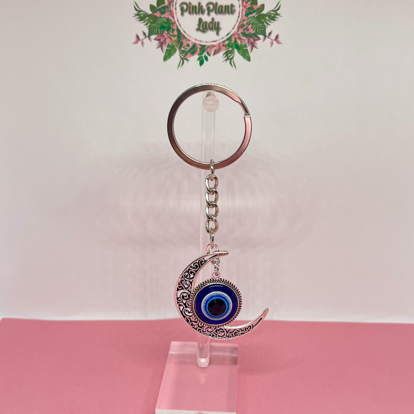 Evil Eye Crescent Moon Keychain