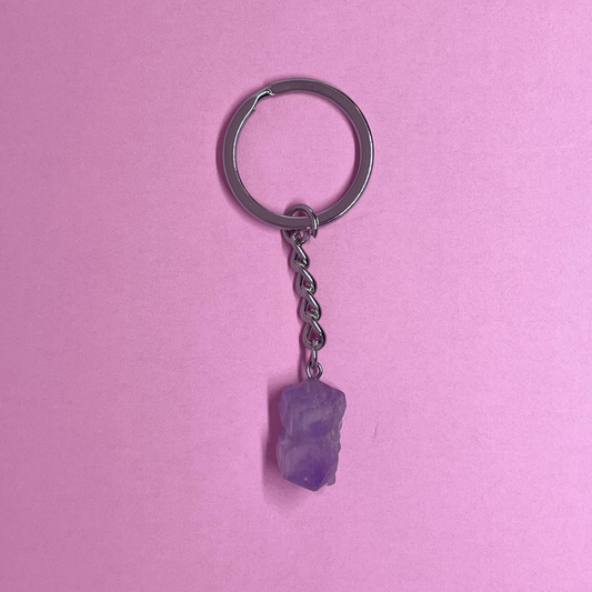 Raw Amethyst Keychain