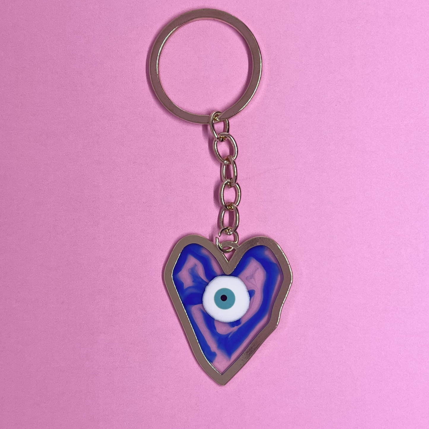 Acrylic Heart Evil Eye Keychain