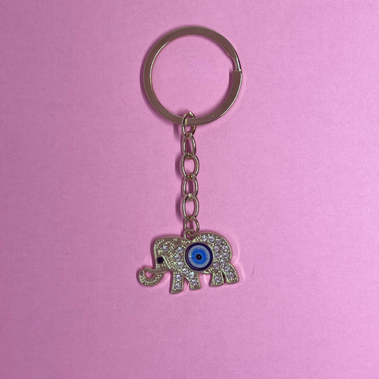 Evil Eye Elephant Keychain