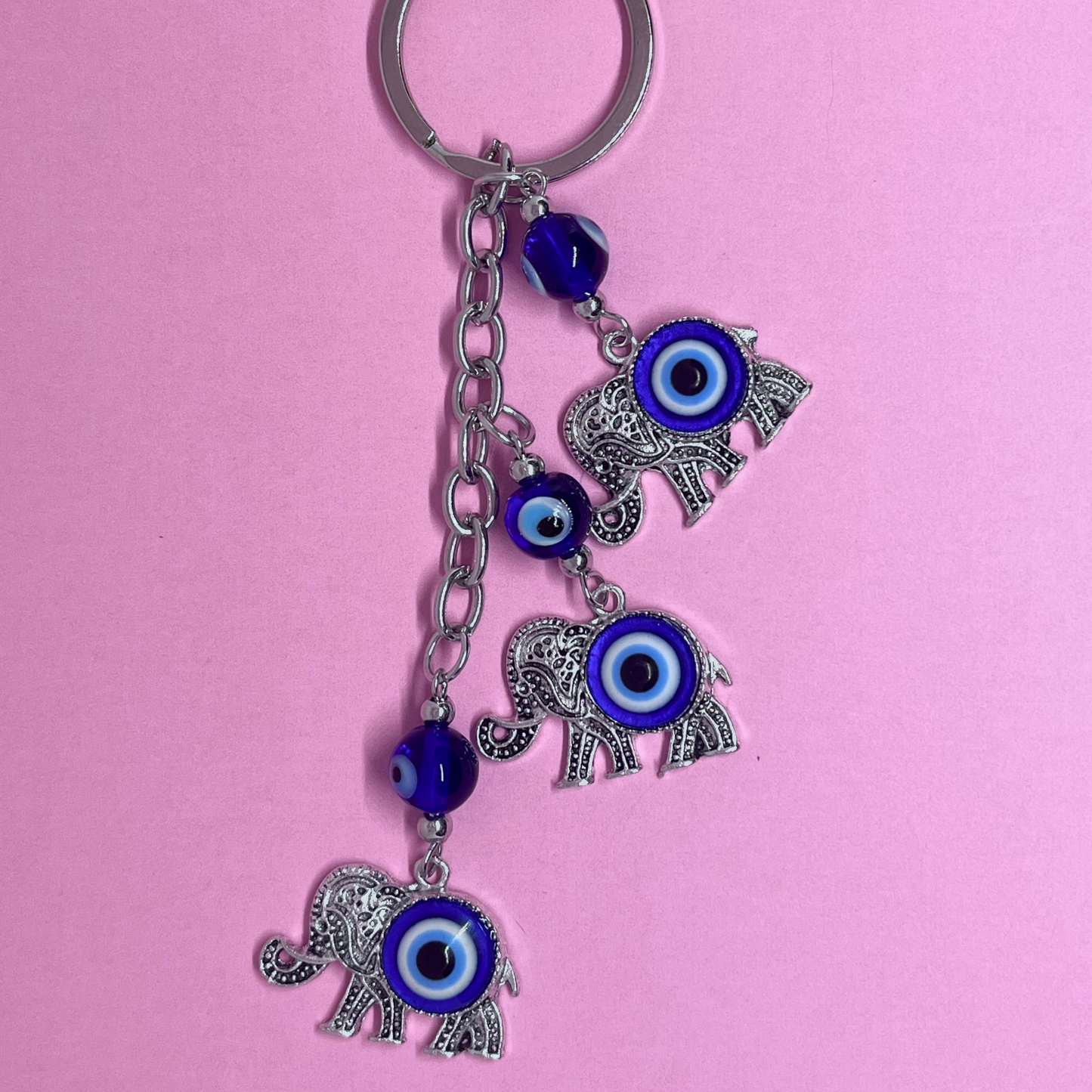 Evil Eye Elephant Keychain