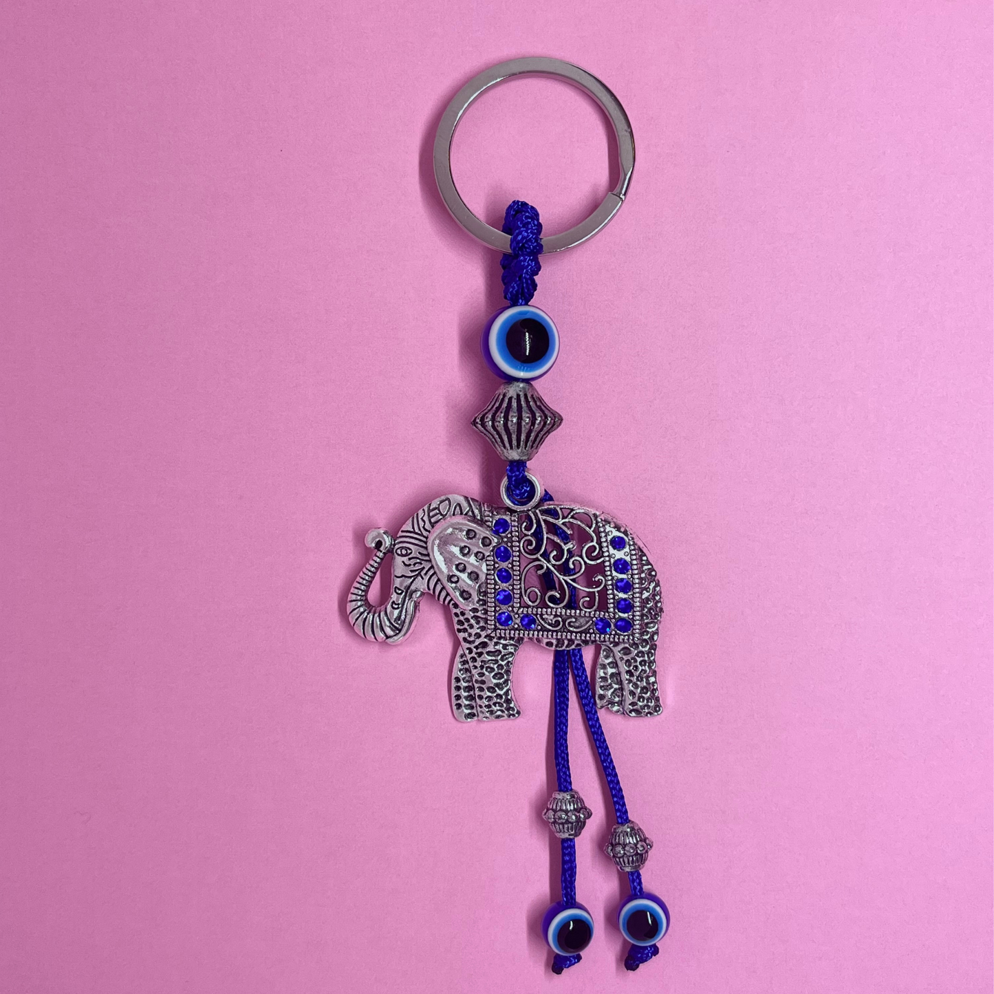 Evil Eye Elephant Keychain