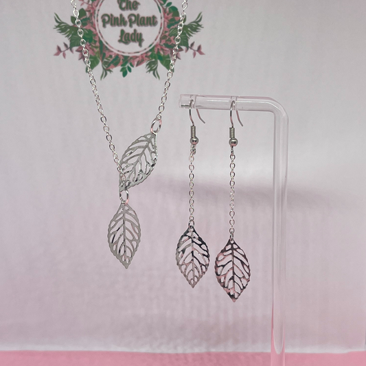 Handmade Leaf Earrings & Necklace Set