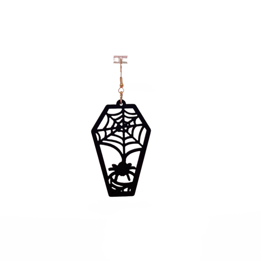 Spider Web Coffin Earrings